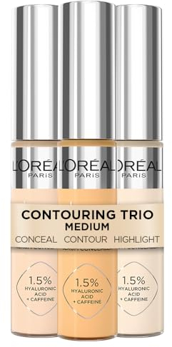 L'Oréal Paris Getöntes Serum, Contouring Trio Mittel, Flüssige Foundation mit Hyaluronsäure, Perfect Match Tinted Serum, 3 x 30 ml