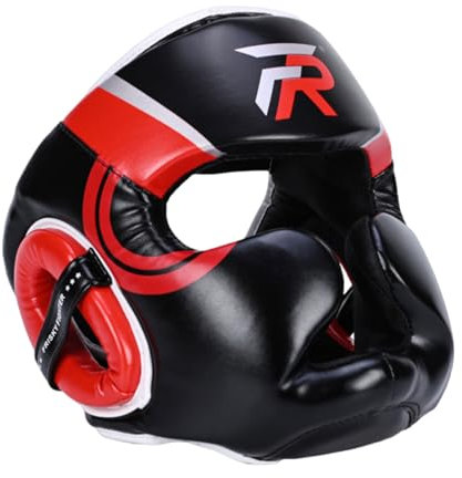 Chaoyilian Boxen Kopfschutz,Kopfschutz aus Leder,Boxhelm,Kopfschutz,Thaiboxen Gesichtsschutz,Leder Boxhelm,Head Guard,Thaiboxen Gesichtsschutz,Stoßabsorption,Für Kampfsport MMA Boxen Kickboxen.