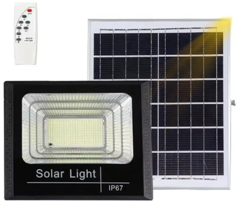 DE ROSA SHOP Projecteur LED extérieur 500 W avec panneau solaire, lumière solaire 208 puissantes LED, batterie 12000 mAh, télécommande et support inclus, lumière froide.