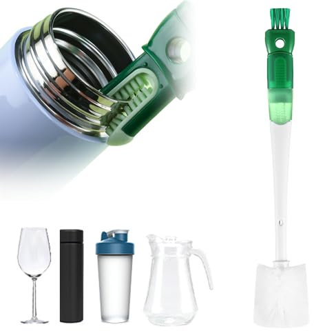 Topbashgo 5 in 1 Scovolino per Borraccia, Set di Scovolino per Bottiglie, Scovolino Lavabottiglie per Pulire Cannucce, Tazze da Tè, Bottiglie Sportive (Verde)