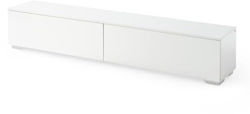 ZZINOKE Mueble TV Salon 180 x 33 x 30cm, con Luces LED, con 2 Taquillas, Apto para Salón, Dormitorio, Blanco