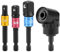 QWORK® Adattatore per avvitatore ad angolo di 105°, codolo esagonale per trapano, con 3 pezzi adattatore per presa 1/4 3/8 1/2,nero
