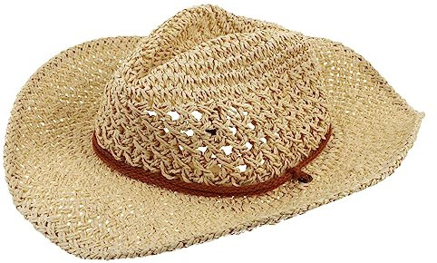 BESTYASH Sonnenhut Western-Stil Für Damen Leichter Faltbarer Strohhut Mit Breiter Krempe Und Uv-Schutz Für Strand Outdoor Und Aktivitäten Beige