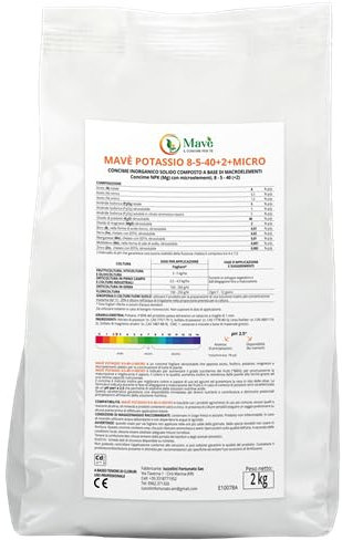 Concime fogliare 8 5 40 Mavè potassio 2 kg - stimola la maturazione ed aumenta la pezzatura dei frutti - fertilizzante NPK per piante
