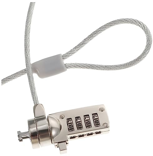 MAJORMENCH Candado de Cable Llave de Acero y Aleación de Zinc Plata | 1, 8 M de Longitud, Antirrobo para Portátil y Tableta, Diseño Resistente a Cortes