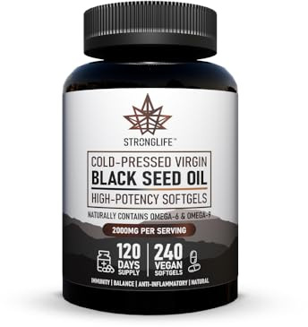 Black Seed Oil Capsules – 2000mg Cold Pressed Virgin Oil with 3% Thymoquinone – 120 Day Supply – Supports Immunity, Skin, Digestion & Inflammation