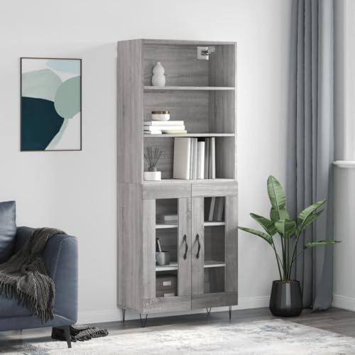 YITHOPI Highboard Grau Sonoma Wohnzimmerschränke für Wohnzimmer Diele 69,5x34x180 cm Holzwerkstoff