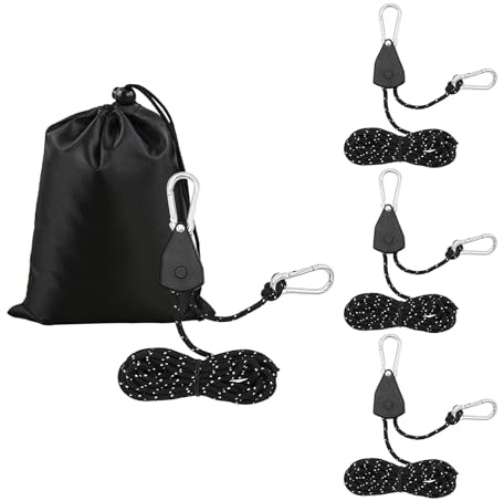 MIPIACE 4 Stück 4 M Reflektierend Abspannseile Seil Verstellbarer Seil Ratsche Abspannseile mit seilspanner Seilratsche mit Haken mit Aufbewahrungstasche Einstellbare Seil für Sonnensegel Wäscheleine