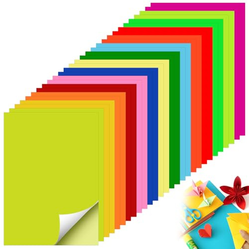 ZHIYUQL® 28 Blatt - Stickerpapier Buntpapier Selbstklebendes Papier Bunt | Sticker Papier Zum Bedrucken A4 Klebepapier Bedruckbar Aufkleber-Papier 14 Farben für Scrapbooking (29,5 × 21CM)