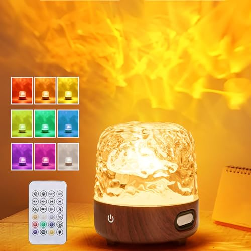 RNPKZ Ocean Lamp, 16 Farben Wasserwellen Lampe, LED Sternenhimmel Projektor mit Touch und Fernbedienung, Ocean Wave Lampe mit Lampenschirm, Nordlicht Lampe für Schlafzimmer, Wohnzimmer,Badezimmer Deko