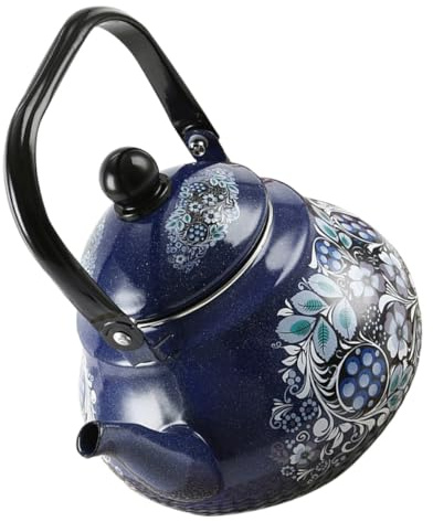 YARNOW Bouilloire de Camping Émail 2,5 L Bleu Paon Grosse Capacité pour Induction Portable Solide Usage Extérieur et Maison