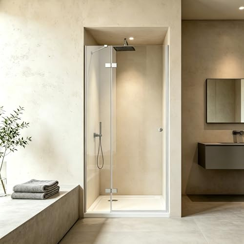 VEETEDOORA Duschtür 90 cm Nischentür, Höhe: 183 cm, Verstellbereich 89–91 cm, mit Pendeltüren aus 6 mm ESG Glas, Duschabtrennung, ohne Duschtasse