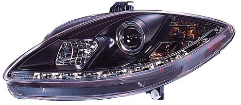 AutoStyle Satz Scheinwerfer TFL-Look passgenau | kompatibel mit Seat Leon/Altea/Toledo 2005-2009 - Schwarz