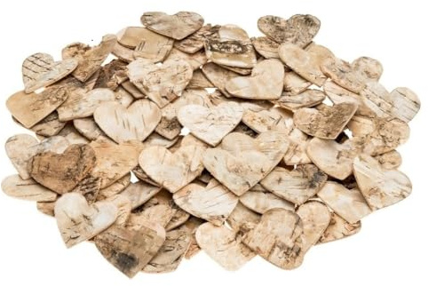 NaDeco Birkenrinden-Herzen 4,5 cm – 60 Stück Natur Dekoherzen aus Birkenrinde | Birkenherz Streudeko für Hochzeit, Valentinstag, Tischdeko, Basteln, DIY Girlande, Deko-Schale, Holzherzen Naturㅤ
