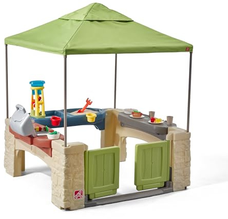 Step2 All Around Playtime Patio with Canopy Playset – Shaded Outdoor Playhouse for Kids with Realistic, Interactive Features, Room for Multiple Toddlers to Play – Dimensions: 60 H x 47.5 W x 47.5 D