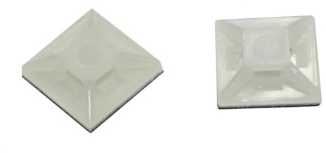 100x Klebesockel für Kabelbinder 28x28mm Weiß natur Selbstklebend