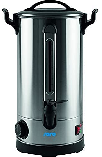 SARO ANCONA 10 Hervidor de vino caliente y dispensador de agua caliente, 9 l, acero inoxidable, grifo, tapa con bloqueo, temperatura 30-110 °C, 1,6 kW