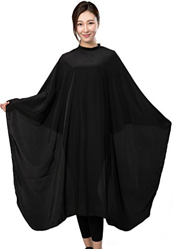 PERFEHAIR Barber Hair Cutting Cape - Black Salon Haircut Gown, 55 x 59, 5.8 Ounces, Super Silky Smooth Texture