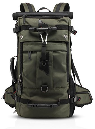 FANDARE Mochila de Senderismo Morral al Aire Libre Viaje Mochila para Ordenador 17 Pulgadas Portátil Las Mujeres Mochila Bolso Hombre Senderismo Alta Capacidad Impermeable Poliéster Verde
