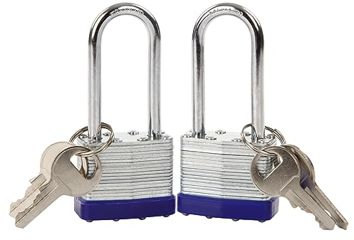 SEPOX® 2PCS Heavy Duty Padlock Keyed Alike, 40MM 1-9/16 Laminated Steel Lock Body, 2-3/8 Extra Long Shackle, Ideal for Gym Locker, Sheds, Gate, Warehouse, Hasp (4 Keys Same)