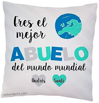 Cojín Abuelo personalizado 40x40 cm. Incluye relleno. Elige el color diseño. Día del Padre, regalo cumpleaños, aniversario. Almohadones originales. Navidad, Reyes Magos. Idea regalo hombre