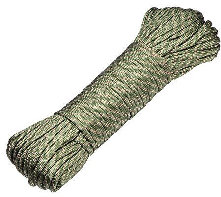 DonDon 30 meter långt tygband nylonsnöre paracord-rep överlevnadsrep för hantverk och campingaktiviteter utomhus 4 mm - 7 snören olivgrön-röd-grå