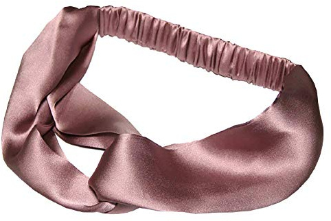 LSHARON 100% Seta di Gelso Fascia Elastica per Capelli Donna Accessori per Capelli Turbante Fascia per la Testa Torcetta (Rosa)