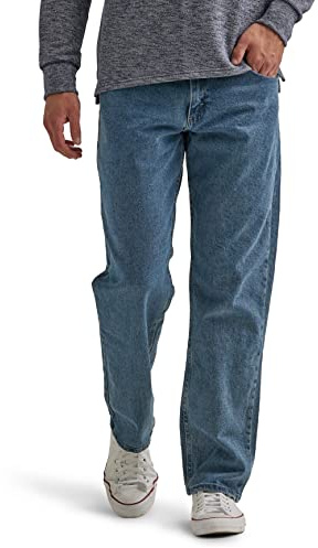 Wrangler Authentics Herren-Jeans mit 5 Taschen, Klassische, Flexible, lässige Passform, Vintage Blue Grey Flex, 28W / 30L