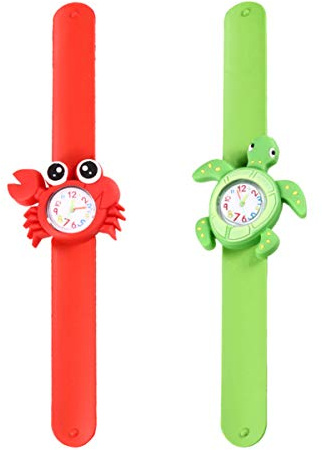 Hemobllo Slap on Uhren, 2 Stück Niedliche Cartoon Kinder Slap Uhren Mit Silikonbändern Armbanduhren für Kinder Jungen Mädchen, Zufällige Armbandfarbe