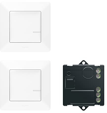 LEGRAND, Valena Life with Netatmo vorkonfiguriertes Funk-Set, Funk-Mikromodul + zwei Funk-Wandsendern, LED-Anzeige für Batteriestatus, inkl. Batterie, Erweiterung einer Standard-Installation, 752150