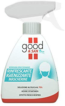 Good & San Mask, Detergente Trigger, Spray Igienizzante Rinfrescante Mascherine, Disinfettante per Mascherina, Contiene Alcool al 75%, Rosso, Profumo Di Menta, 250 Millilitri