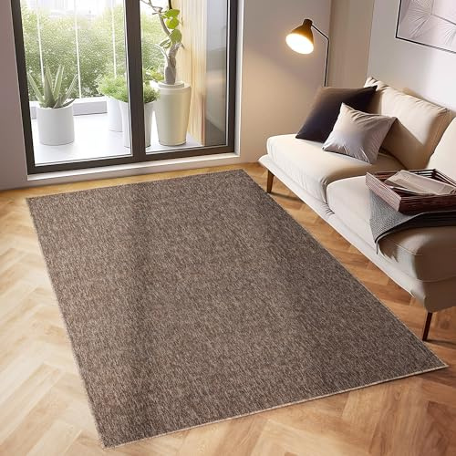 SIMPEX Kurzflor Teppich Unicolor - Einfarbig Braun, 160 x 230 cm, Moderner Stil für Wohnzimmer