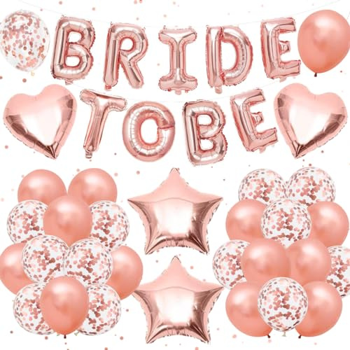 MQIAN Bride to Be Kit,Bride to Be Banner,Palloncini Addio al Nubilato,Oro Rosa Palloncini,Bride to Be Accessori,Addio al Nubilato Gadget Sposa per Hen Notte Feste (C)