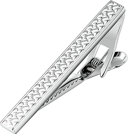 Aotiwe Pince Cravate Pompier, Cadeau pour Papa Barre de Motif de Grille Argent Acier Inoxydable pour Business Commercial