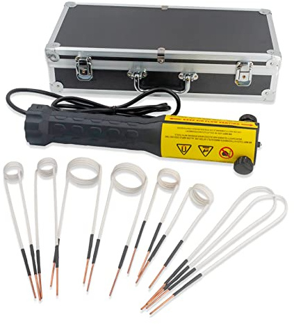 Solary Kit de Chauffage par Induction Magnétique, 1000W 220V Réchauffeur d'induction Portatif Sans Flamme avec 8 Bobines et boîte en Alliage d'aluminium