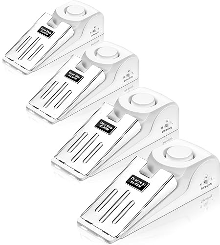 Türstopper Alarmanlage Wohnung,Türstopper Türkeil mit Rutschfestem Gummi Einbruchschutz Tür Alarm fürs Haus (4er Pack Weiß)