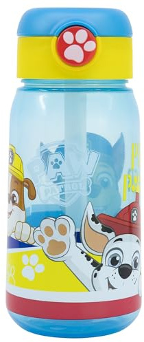 STOR Vattenflaska Barn Paw Patrol 510ml med Sugrör och Läcksäkert Lock, BPA-Fri Återanvändbar Plastflaska för Barn