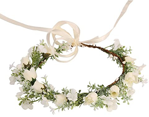 Tucireat Blumenkrone Blumenkranz Blumenstirnband Blume Krone Stirnband Damen Blumenstirnband Blumen Stirnbänder Haarbänder Floral Girlande Blumenkranz Haare Künstliche Blumen Krone Kopfstück
