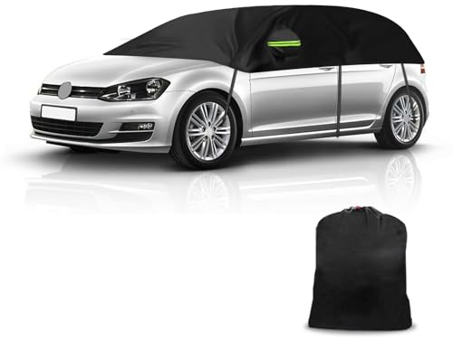 Halbe Autoabdeckung Ersatz für VW Golf MK5/MK6/MK7/MK8 2004-2023, Dachschutz-Autoabdeckung Wasserdicht, Halbe Garage mit Riemen, UV-beständig für jedes Wetter, Regen-Sonnen-Staubschutz