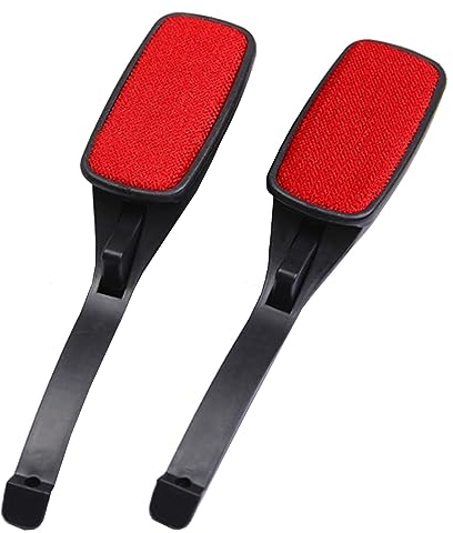 Hahhhha 2 Pack Lint Brush, Single-Sided Lint Remover Brush Pet Hair Remover Brush for Clothes and Furniture,Remove Cat and Dog Coat Lint Brush (black&red)