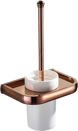 JQFDD Or Rose Brosse de Toilette WC Laiton Murale Brosses WC et Support Antibactérienne Balayette WC pour Salle de Bain