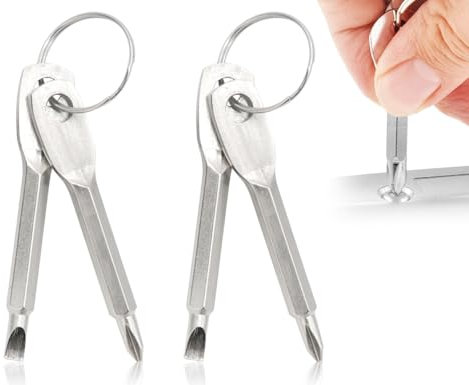 KAPSING Mini cacciavite multifunzione, portachiavi cacciavite portatile e a taglio, 4 pezzi (2 set)