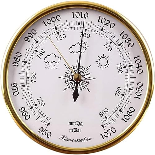 ZzzaNa Barometer, traditionelle Wetterstation, traditionelles Barometer, traditionelle Wetterstation, 070 hPa, 128 mm Durchmesser, rundes Zifferblatt, Außen- und Innenluftdruckgerät, Haushaltsmeteorog
