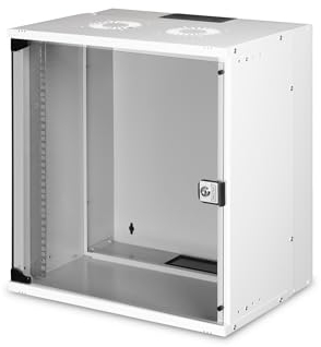 DIGITUS Armadio di rete - Rack 19 pollici 12 U - non montato - montaggio a parete - profondità 400 mm - profondità utile 327 mm - Capacità di carico 60 kg - porta in vetro - serie SOHO Pro - grigio