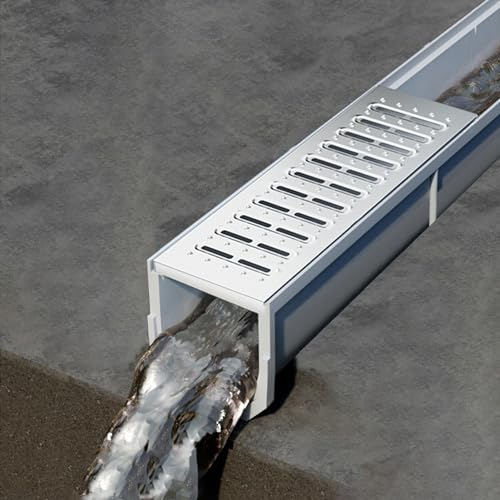Entwässerungsrinne HDPE-Rinnenabläufe, Metallgitter, Entwässerungsrinne Für Küche/Toilette/Restaurant, Bodenablaufset Für Innen- Und Außenabläufe(W-15cm(5.9) x H-10cm(4))
