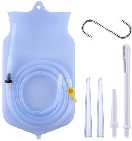 Reusable Enema Kit for Adults, 2L Coffee Enema Kit with 150cm Silicone Hose and 4 Reusable Nozzle Tips - Perfect for Colon Cleansing