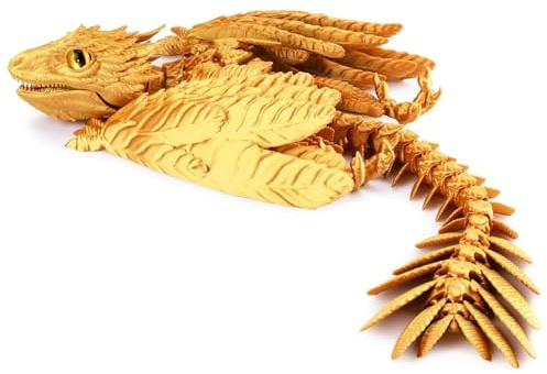 3D Gedruckt Drache Gefiedert Drache Visverne Drachen Marionette Drachen Gelenk Drache 3D Druckspielzeug Drache 3D(Yellow)