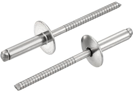 sourcing map 25 rivetti a testa tonda con flangia grande, in acciaio inox 304, con estremità aperta, per costruzioni, produzione automobilistica, aerospaziale, costruzione navale, argento