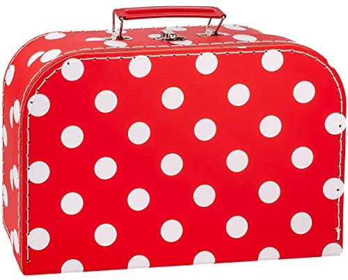alles-meine.de GmbH Kinderkoffer KLEIN - rot weiß gepunktet Punkte/Polka Dots - Pappkoffer - Puppenkoffer Koffer Kinder Pappe Karton - ideal für Spielzeug und als Geldgeschenk