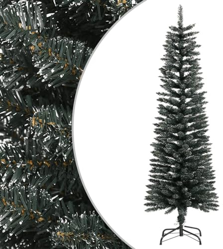 Azzrora Alberi di Natale Artificiali, Albero di Natale Facile da Montare, Albero di Natale Moderno, Alberi di Natale Particolari, Albero di Natale Artificiale Sottile con Base Verde 150 cm PVC